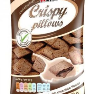 Crispy pillows křehké peřinky s čokoládou bezlepkové pro bezlepkovou dietu, celiaky - výborné trvanlivé pečivo, extrudovaný výrobek.