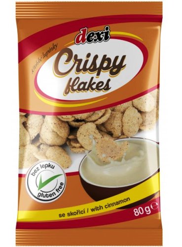 Crispy flakes křehké lupínky se skořicí pro bezlepkovou dietu, celiaky - výborné trvanlivé pečivo, extrudovaný výrobek.