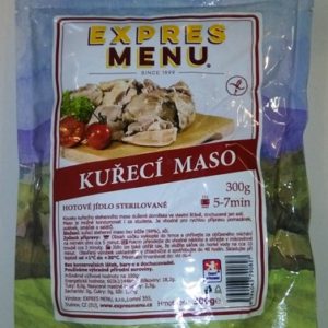 Kuřecí maso bez lepku EXPRES MENU 300 g - sterilovaný hotový produkt.