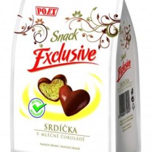 Srdíčka v mléčné čokoládě Exclusive bezlepkové pro bezlepkovou dietu, celiaky.