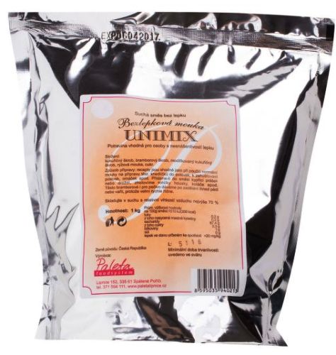 UNIMIX bezlepková směs PALETA pro celiaky, bezelpkové vaření, pečení, bezlepkovou dietu.